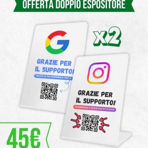 Espositore doppio per Recensioni in PVC bianco