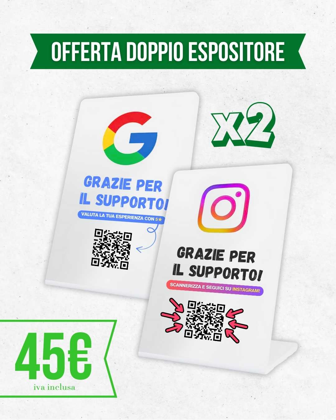 Espositore doppio per Recensioni in PVC bianco